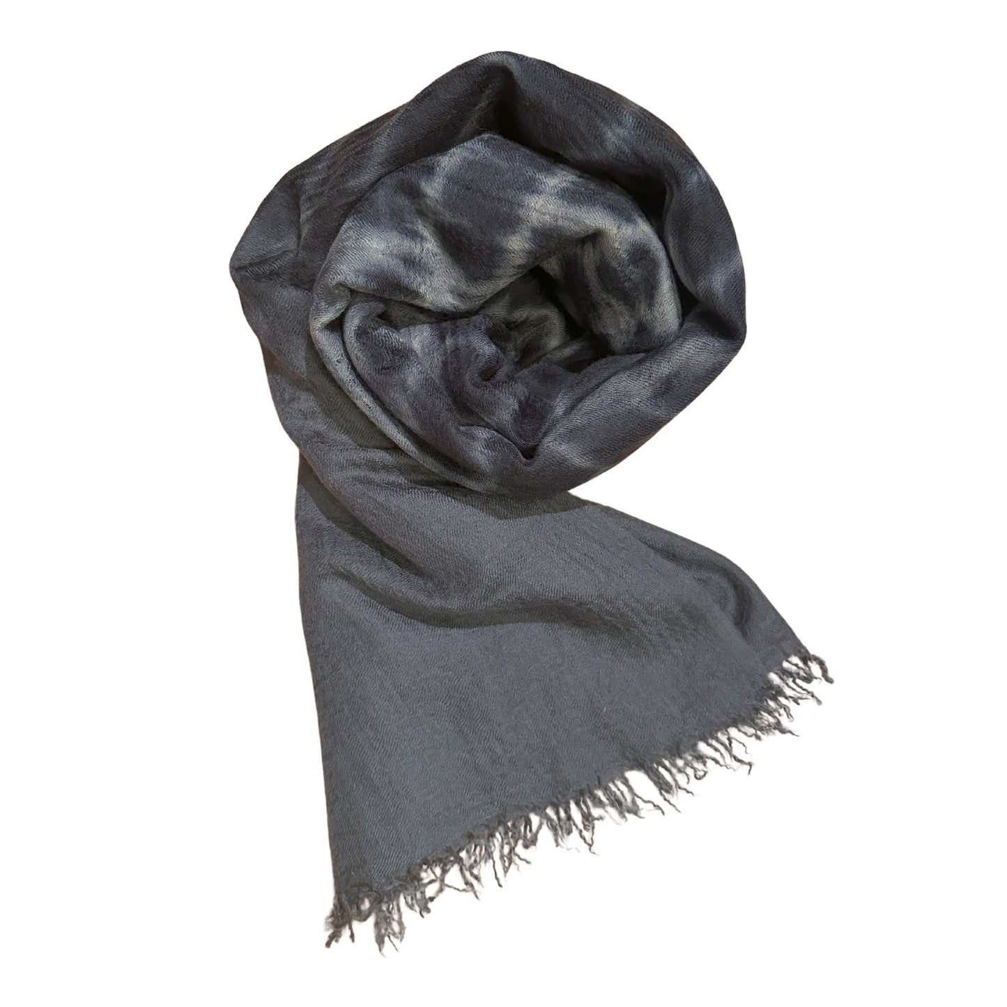Dunkelgraue Kaschmirstola mit Batikmuster