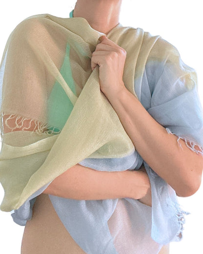 Aqua Lime Cashmere Shawl