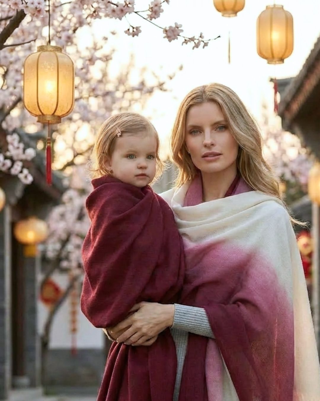 バーガンディ ベビーカシミアストール