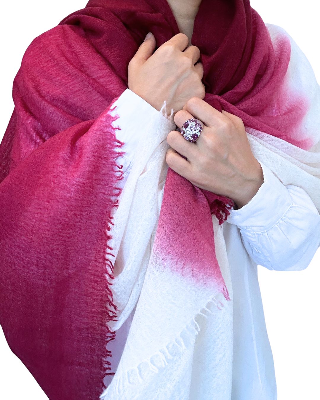 Crimson Frost Baby Cashmere Shawl