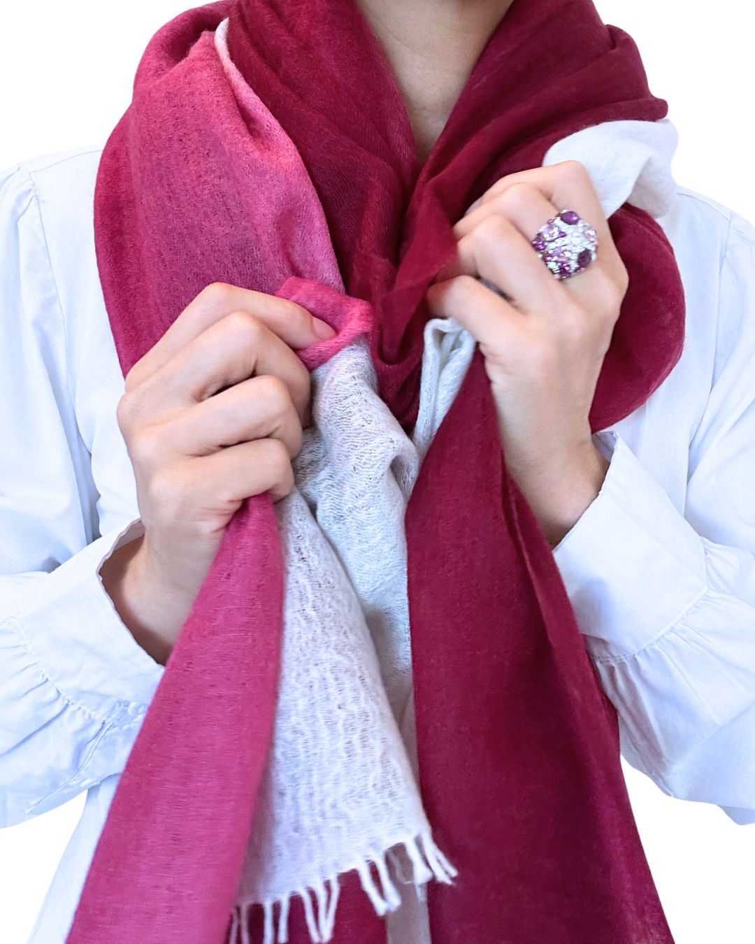 Crimson Frost Baby Cashmere Shawl