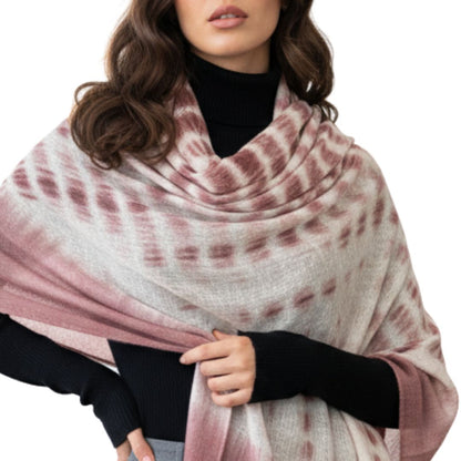 Altrosa Kaschmirstola mit Batikmuster