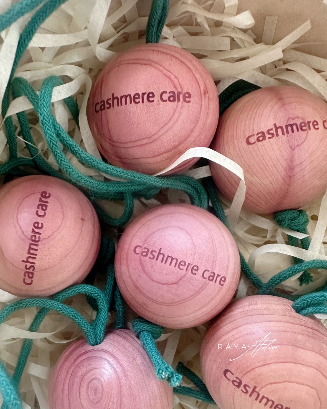 Cashmere Care Set: Brushed Cotton Pouch and 2 pcs Natural Cedar Balls