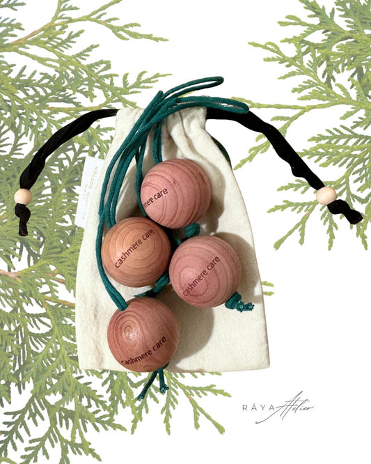 Natural Cedar Balls in Petite Pouch (4 pcs)
